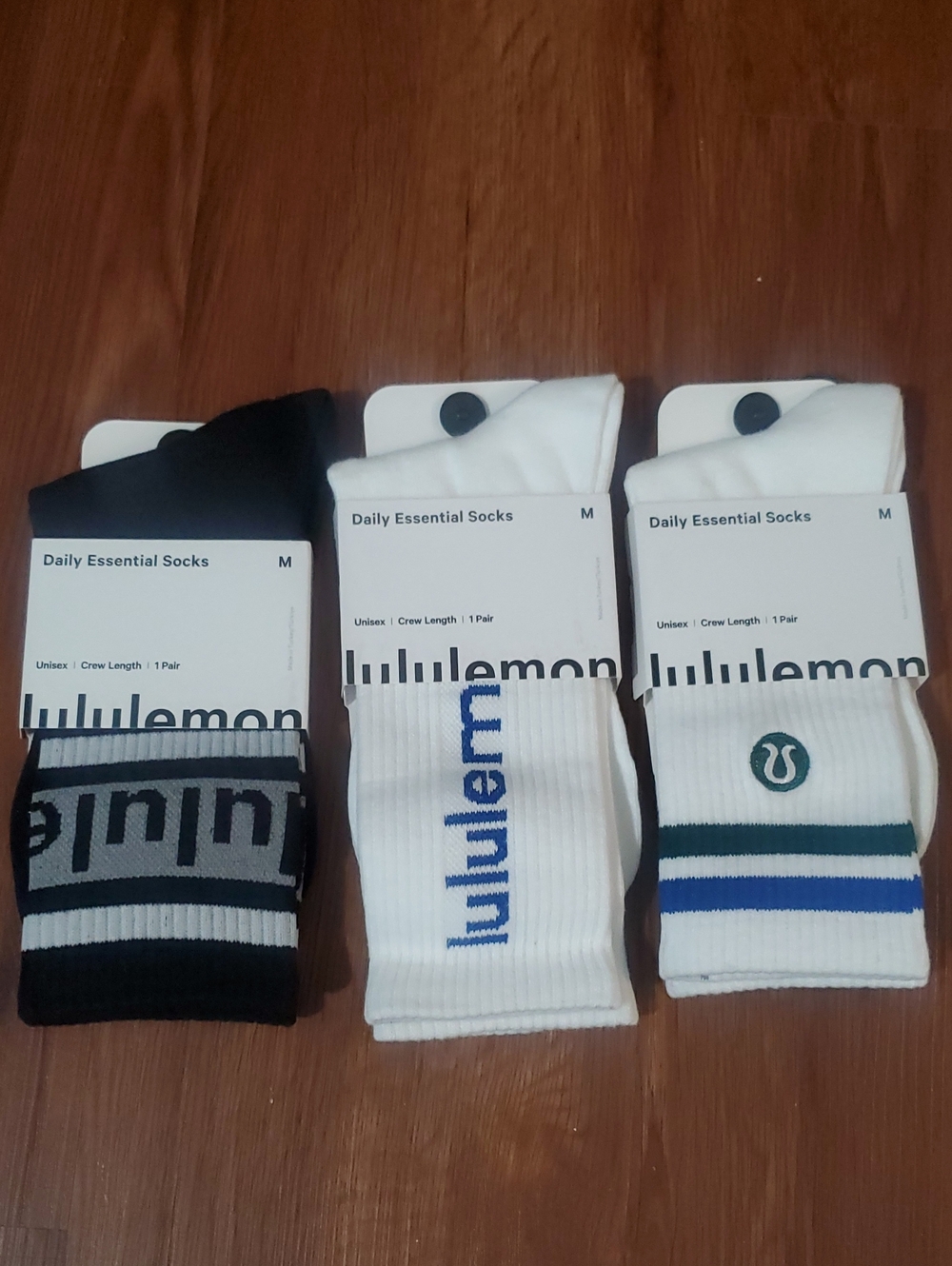lululemon athletica Daily Essential Crew Socks - Black, White & Blue
